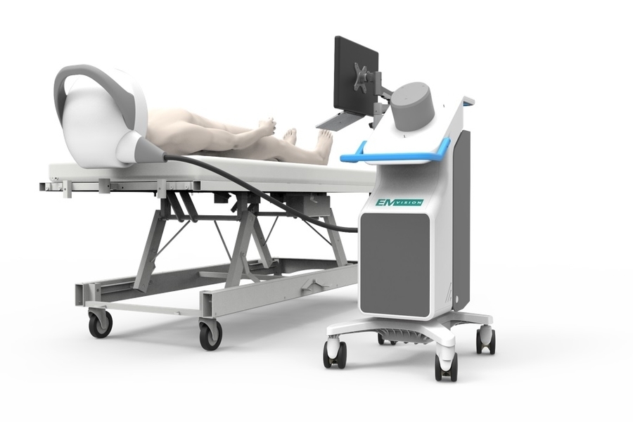 3d illustration of person with scanner on their head and medical monitoring device 3d illustration of person with scanner on their head and medical monitoring device