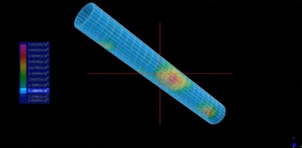 Computer generate image of a tube with shaded colour showing areas of foucs. Computer generate image of a tube with shaded colour showing areas of foucs.