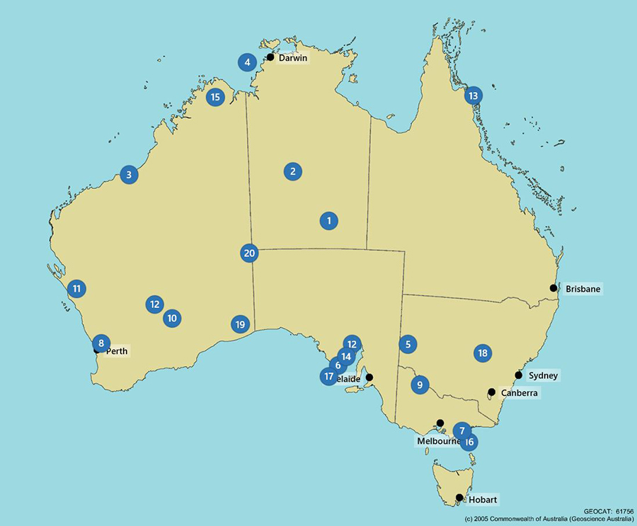 Map of Australia showing location of Major Projects Map of Australia showing location of Major Projects